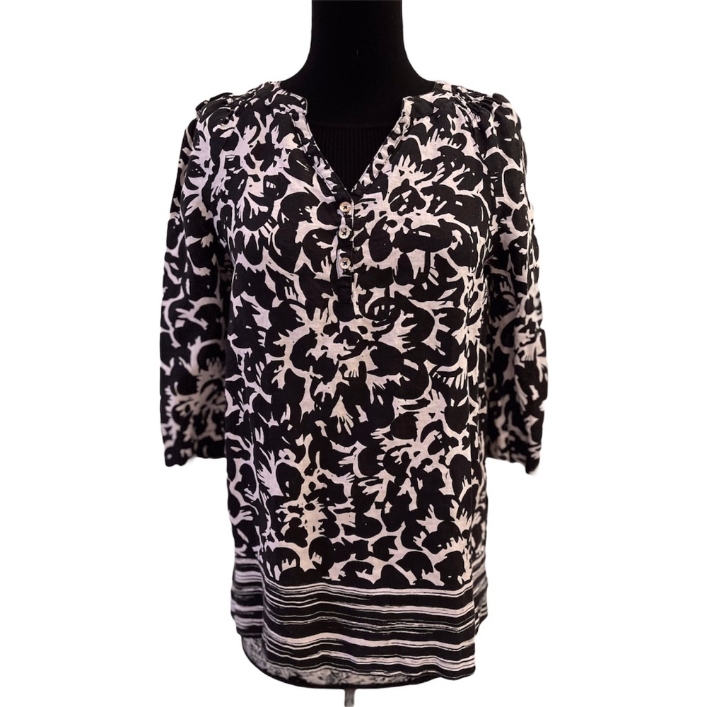 Rafaella women’s 100% linen black & white tunic SM